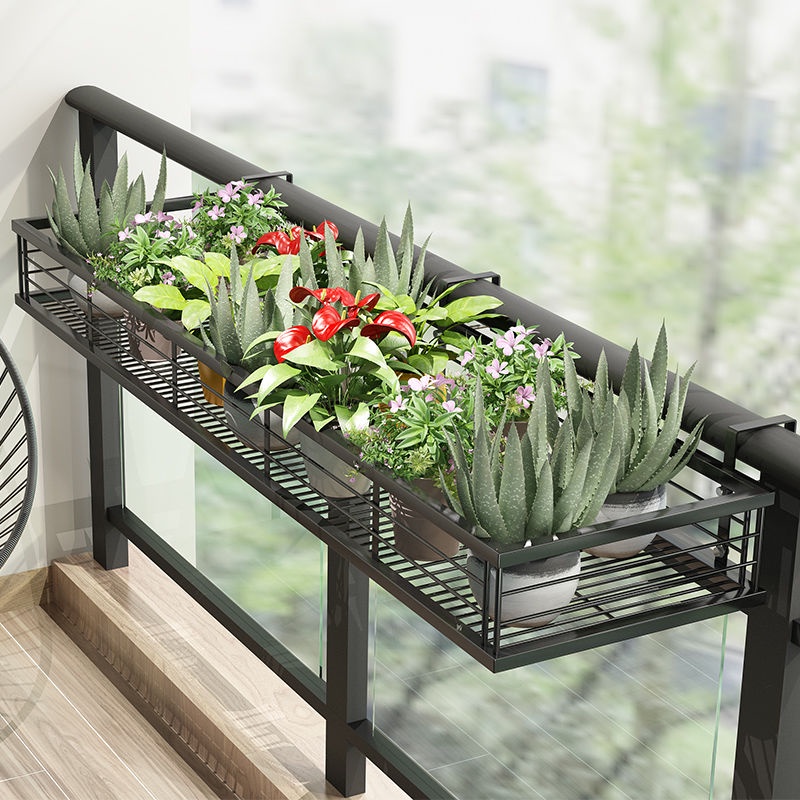 Plant Rack Balcony Flower Rack Wrought Iron Railing Flower Pot Holder