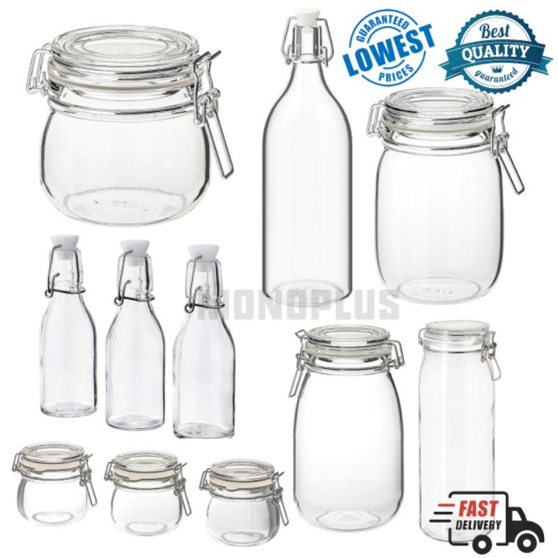 Ikea Korken Jar with lid Round Glass Jar Lid Spices Glass Transparent Container Glass Bottle