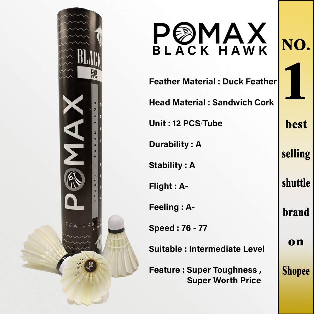 Pomax Black Hawk Badminton Shuttlecock (Durable Shuttle) Shopee Malaysia