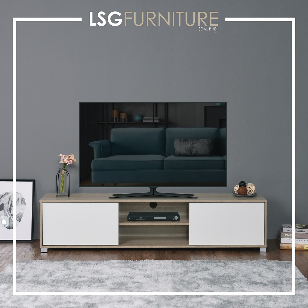 (CNY Sales & Ready Stock) LSG FURNITURE TV 1002/ 6ft TV Console ( Natural+ White