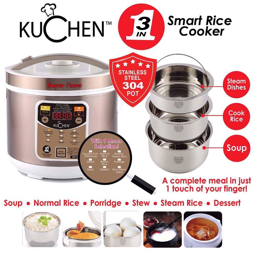 KUCHEN SRC408 Smart & Healthy 3 in 1 Rice Cooker Shopee Malaysia