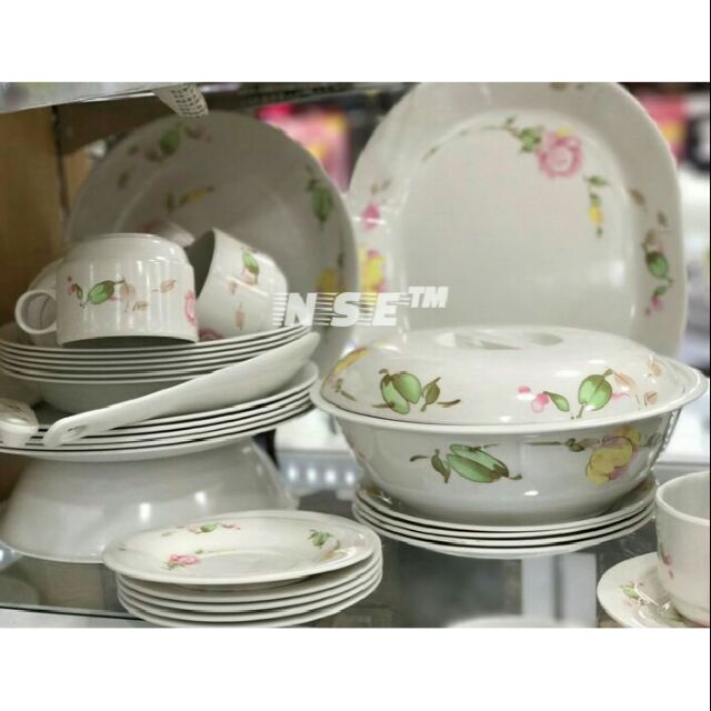 NEW! 42PCS COUNTRY ROSE MELAMINE DINNER SET ALA CORELLE /SET CAWAN