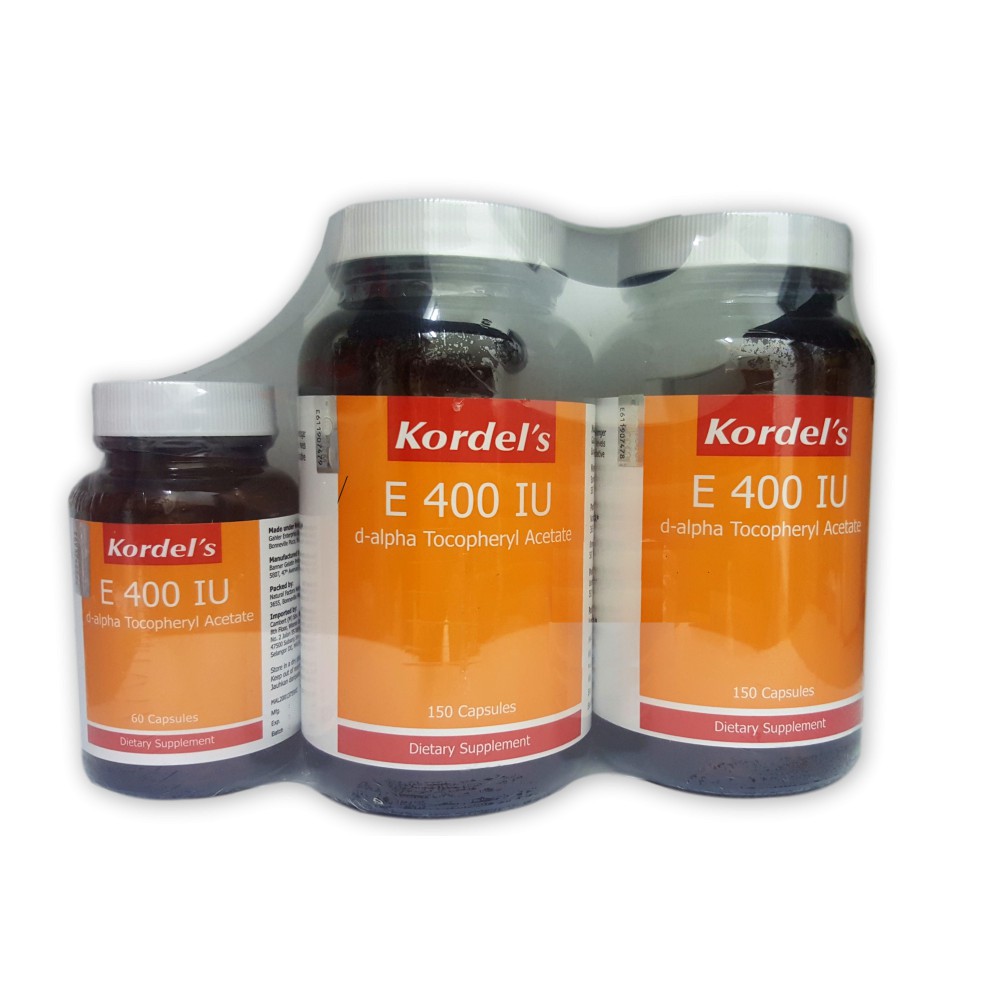 KORDEL'S VITAMIN E 400IU CAPSULES 150'S x 2 + 60'S ( ONLY AVAILABLE FOR WEST MALAYSIA ) (EXP