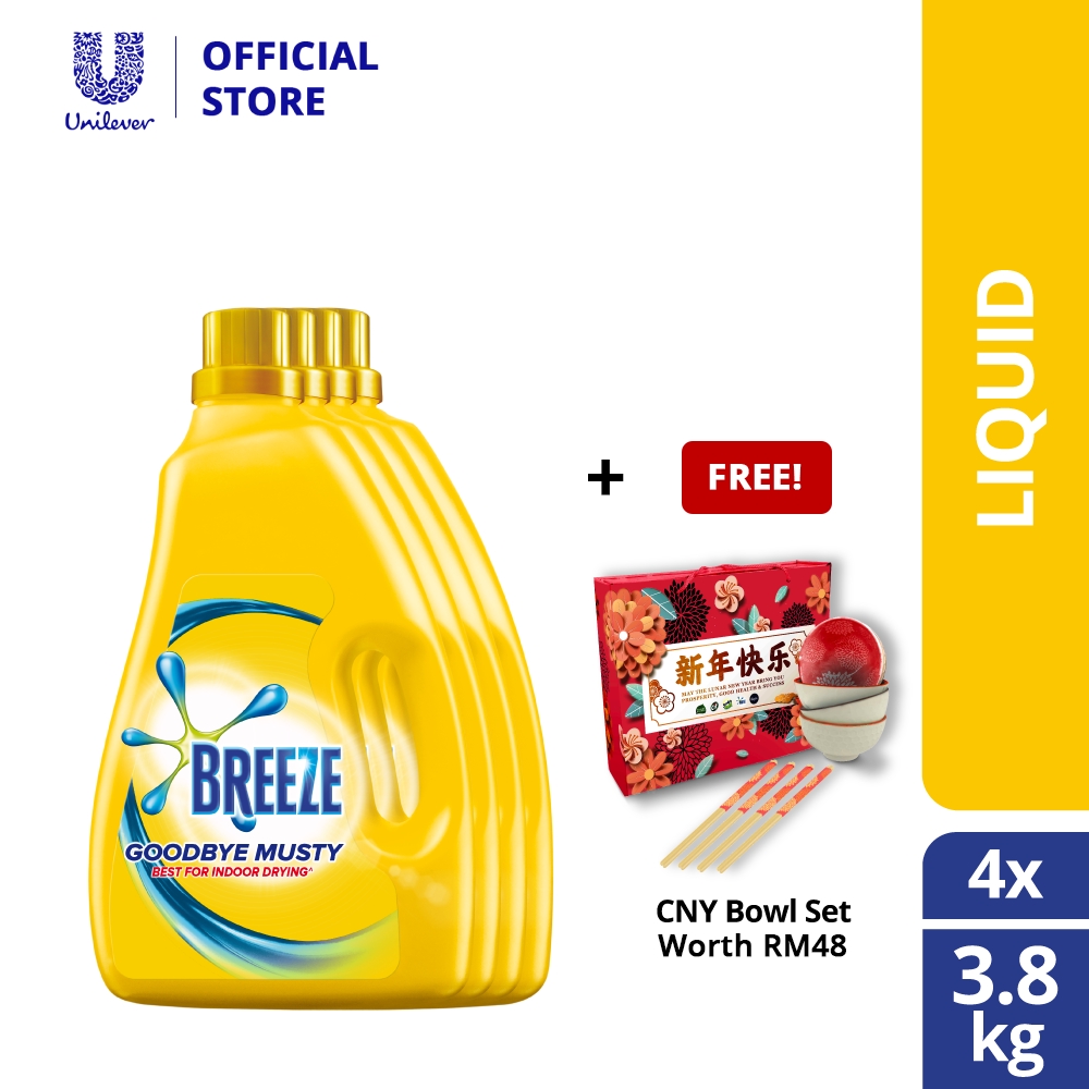 Breeze Detergent Liquid Indoor Drying Goodbye Musty (3.8kg x 4) [Free