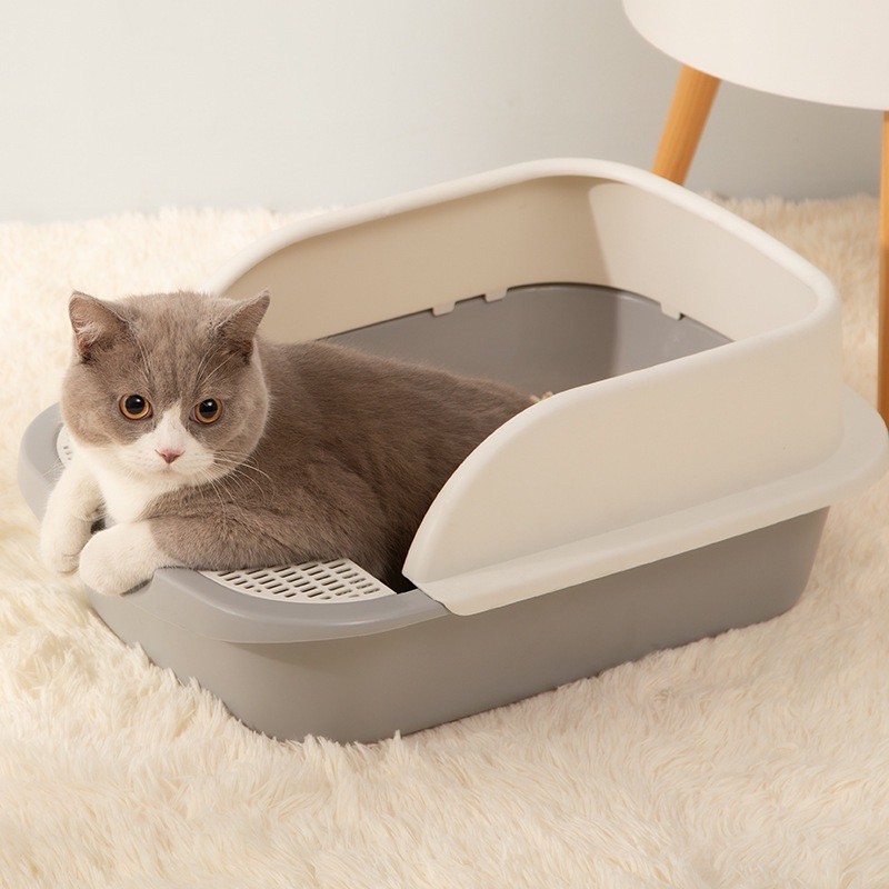 ️READY STOCK ️Half SemiCovered Cat Litter Box Toilet Shopee Malaysia
