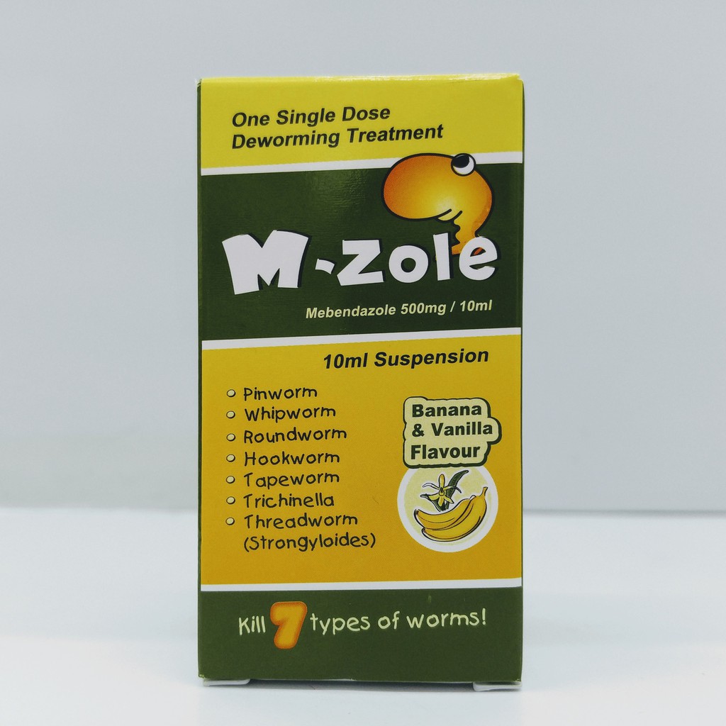 MZole Deworming Mebendazole Suspension Banana Vanilla 10ml Shopee
