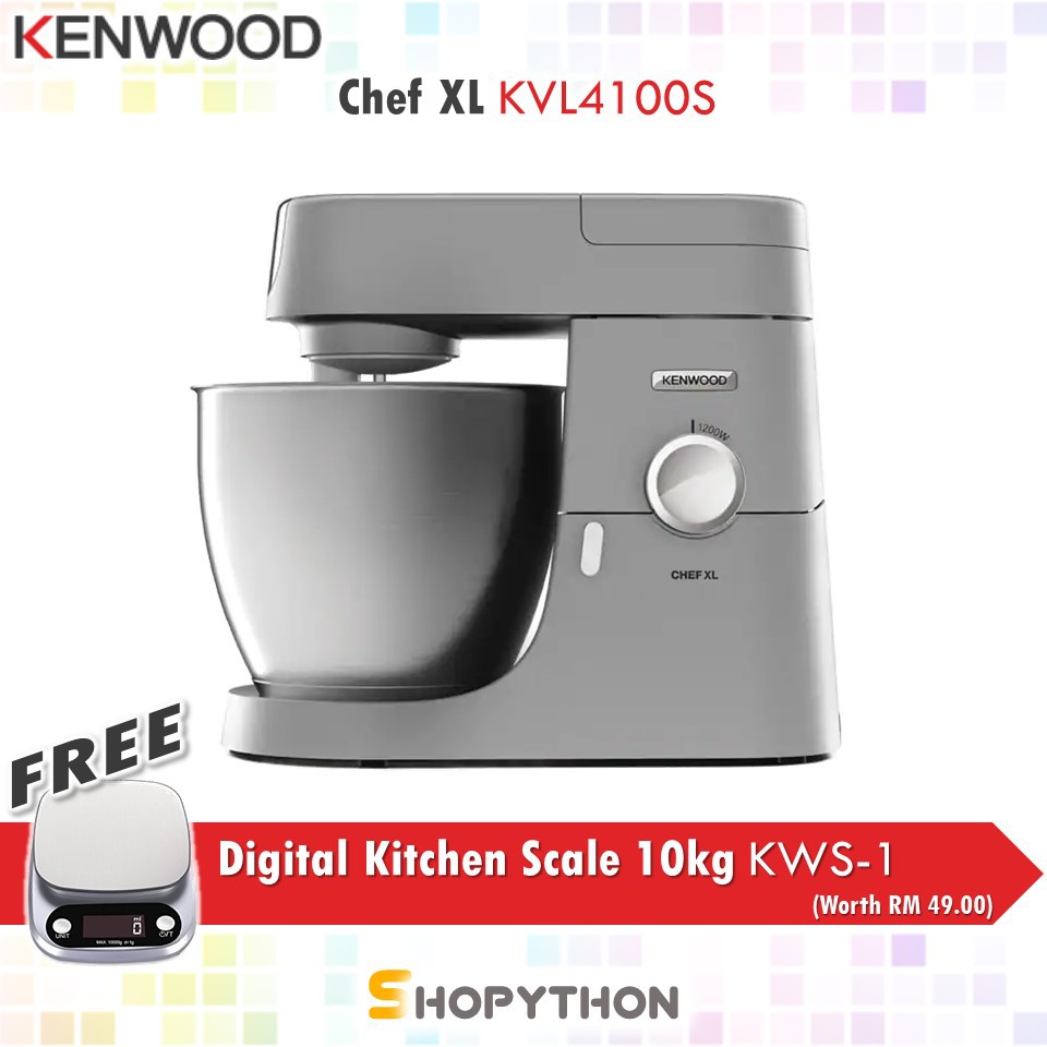 KENWOOD Chef XL KVL4100S Stand Mixer (6.7L) 1200W Silver Dough Hook K