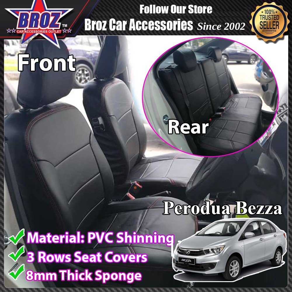 Custom Fit OEM Car Seat Cushion Cover Perodua Bezza PVC Shining (4 Headrest) Shopee Malaysia