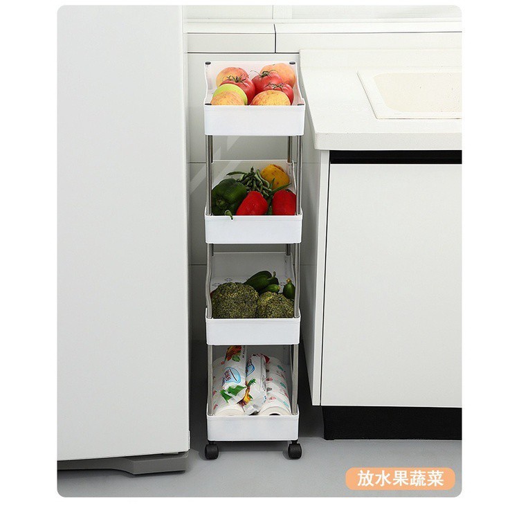 2/3/4 Tiers Space Saving Slim Kitchen Trolley Storage Rack Bathroom Trolley Organizer Shelves