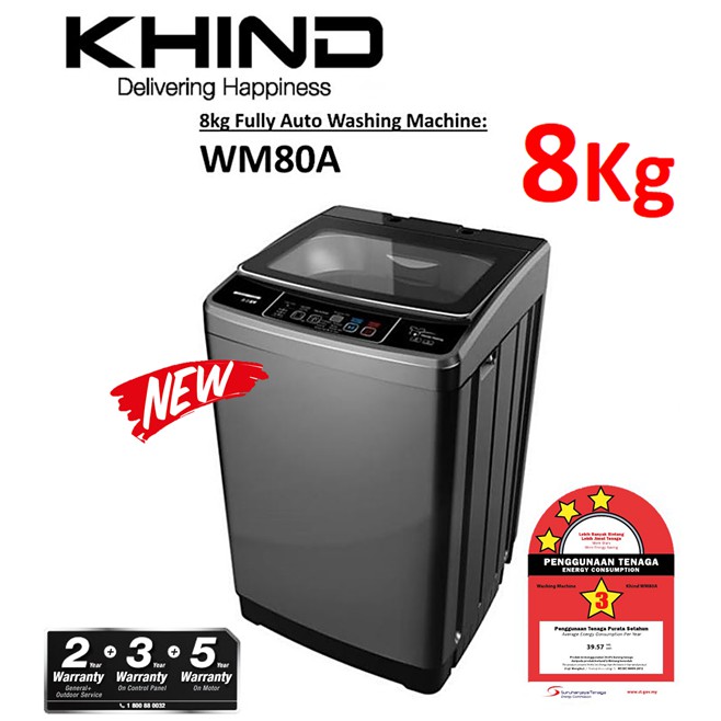 [New Model] KHIND 8KG / 10KG / 12KG FULLY AUTO WASHING MACHINE WM80A / WM100A / WM120A Shopee