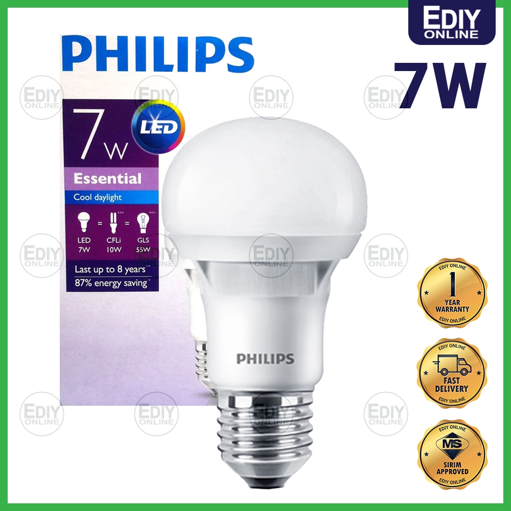 PHILIPS LED BULB 7W WHITE DAYLIGHT SCREW TYPE _2476002 Shopee Malaysia
