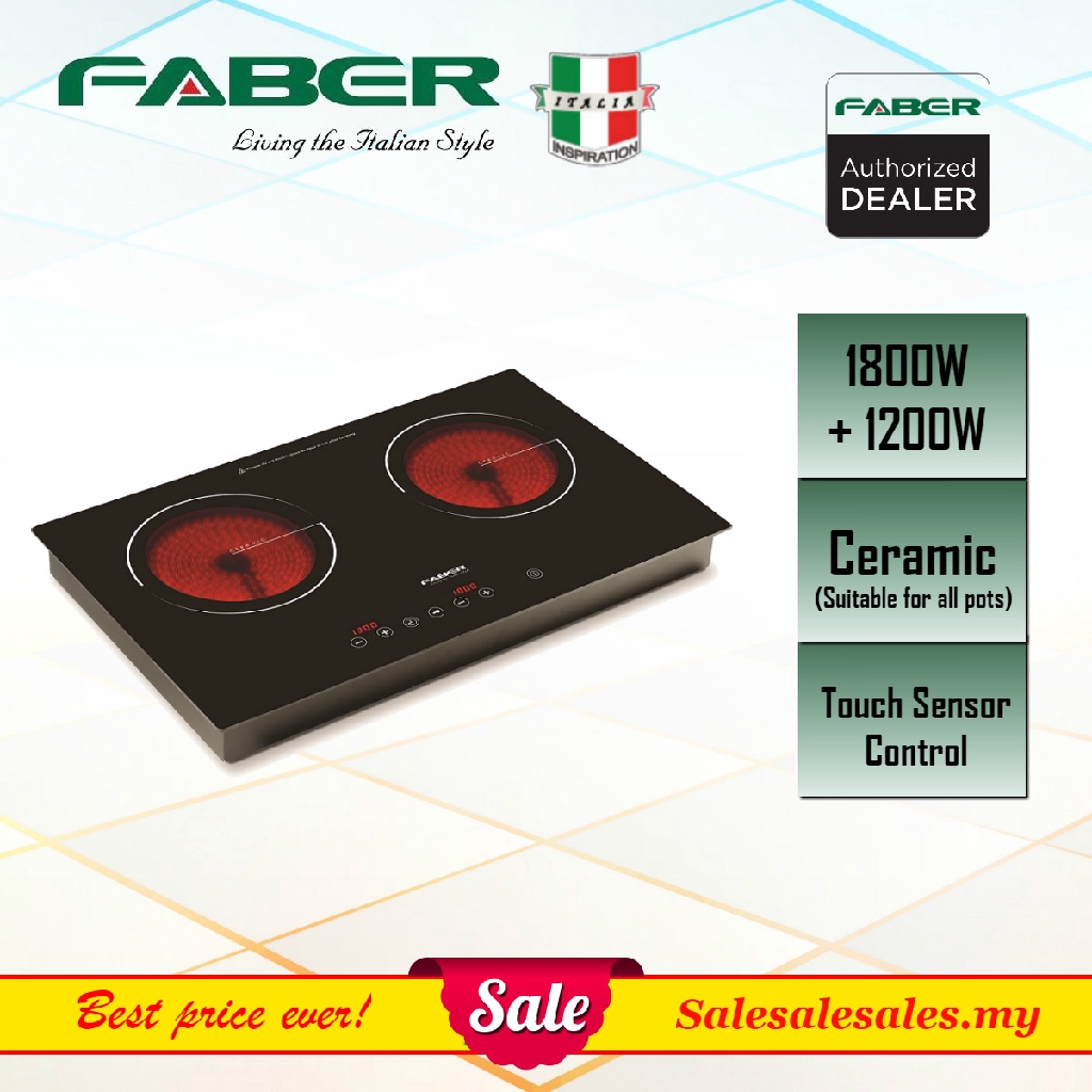 Faber FCH 3C/69BK Builtin Electric Ceramic Hob 1800W+1200W (Suitable