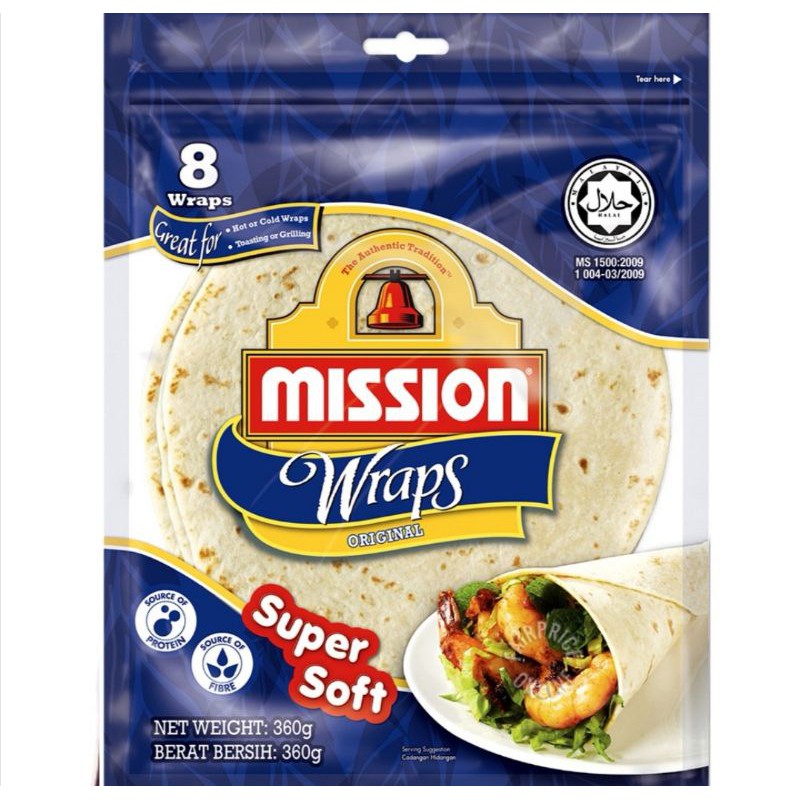 Mission Food Tortilla Wraps Original Wraps Wholemeal wraps 8 【360g