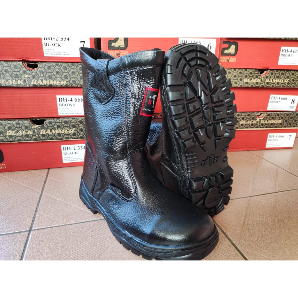 Original Black Hammer High Cut Genuine Leather Safety Shoes/High Cut