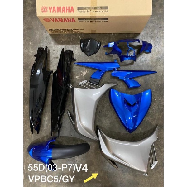 Cover Set Yamaha LC135 V4 100 HLY Original Yamaha ( VPBC5 BLUE + GREY