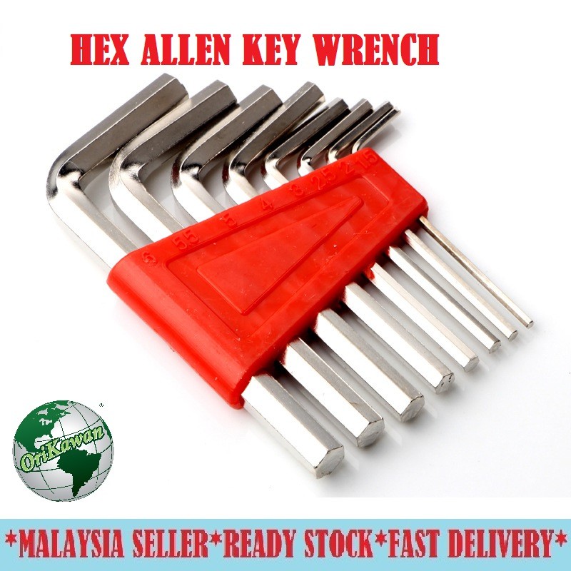 8 Pcs Hex Allen Key Wrench 1.5 mm 6 mm Metric size CRV Tool Set