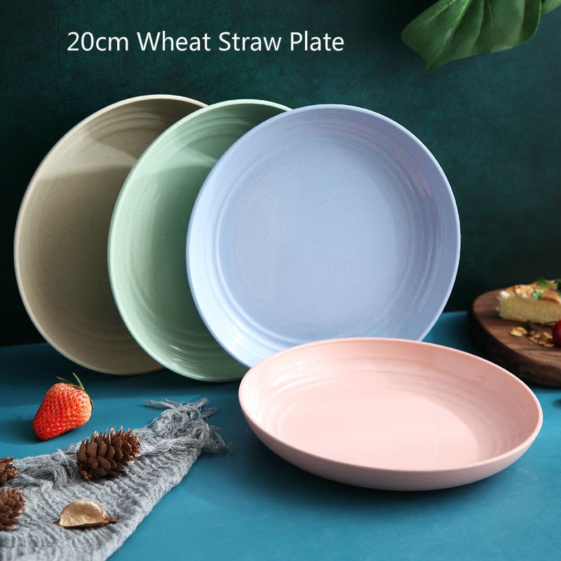 20cm plates wheat straw vegetable plate Restaurant plastic throw proof