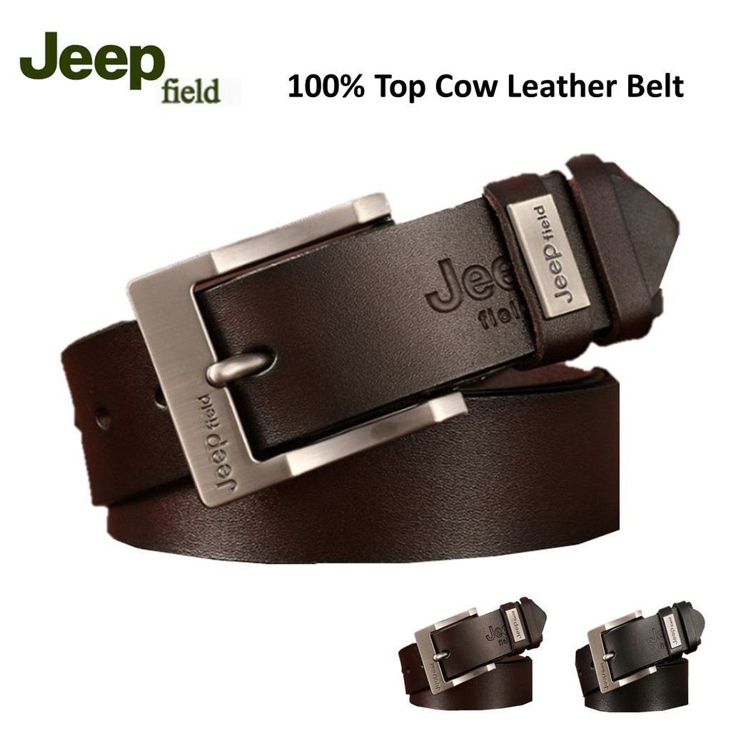 JEEP 100 top leather buckle leather luxury belt men's bevel buckle