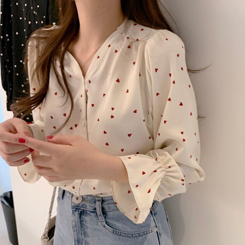korean style women ladies chiffon shirt blouse baju baju