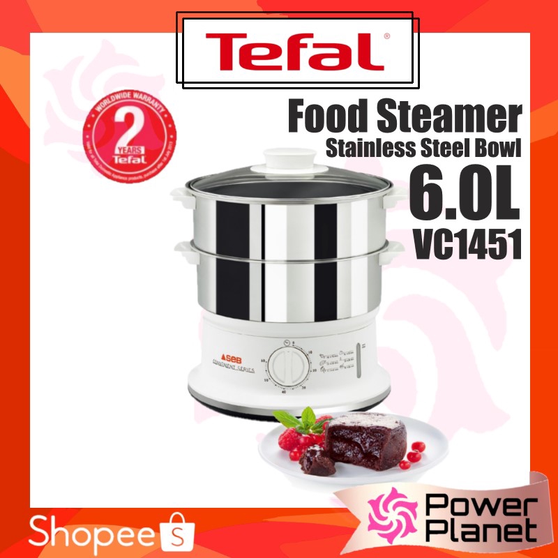 Tefal 6L Food Steamer VC1451 2 Stainless Steel Bowl Shopee Malaysia