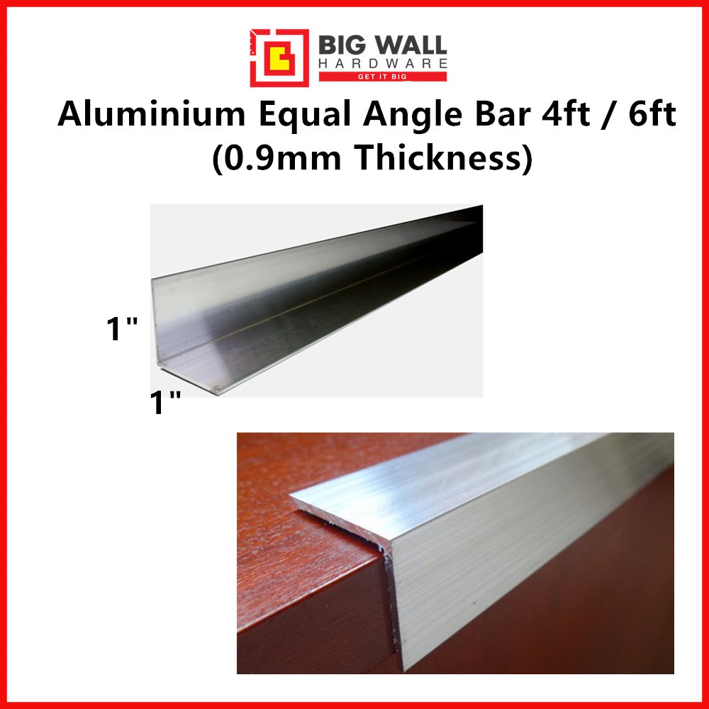 Aluminium Equal Angle Bar Corner L Shape Thickness 0.9mm / 2.5mm 2ft