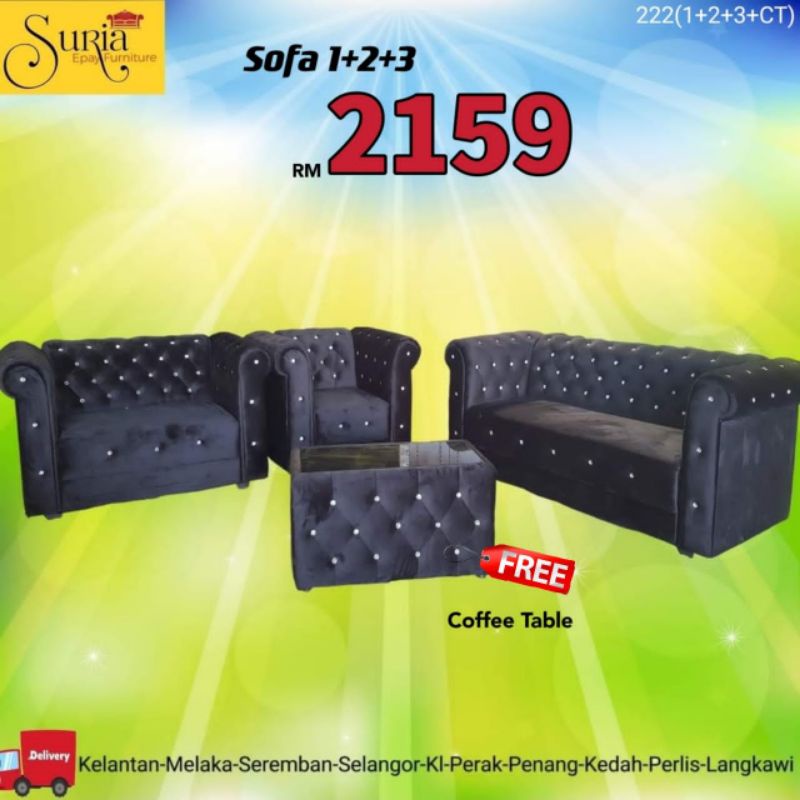 Suria Sofa Chesterfield Low Back (Sofa 1+2+3+CT / Relex Sofa