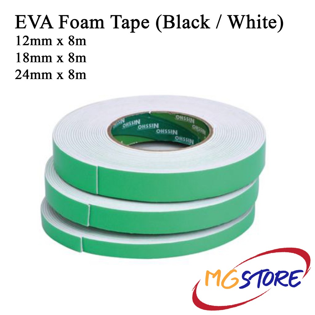 Eva Foam Tape 12mm x 8m / 18mm x 8m / 24mm x 8m ( Black & White