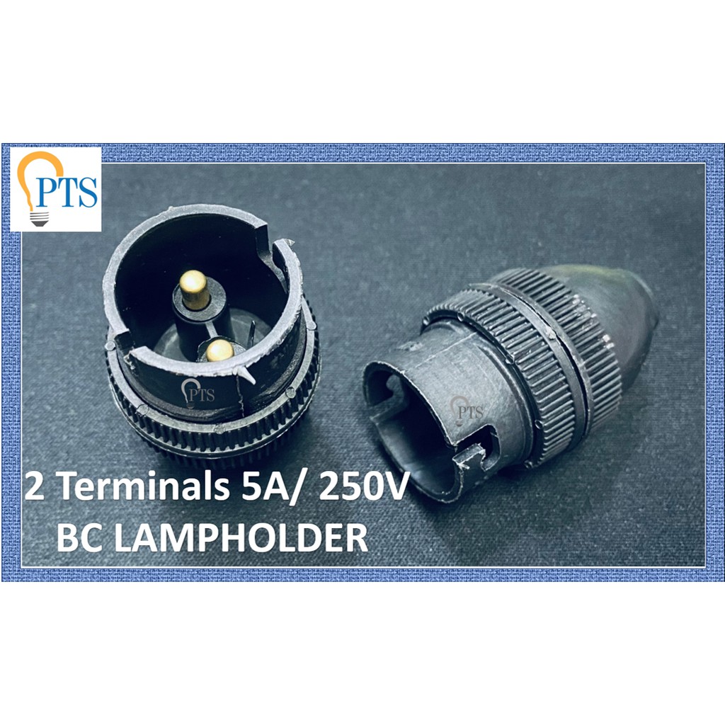 2 TERMINALS BC / B22 LAMP HOLDER / Bulb Holder ( PIN TYPE ) BLACK