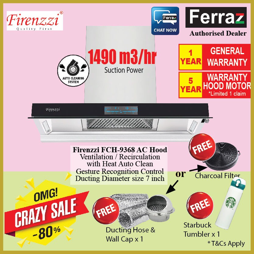 FIRENZZI FCH9368 ACX Intelligent Series Cooker Hood Auto Clean Chimney