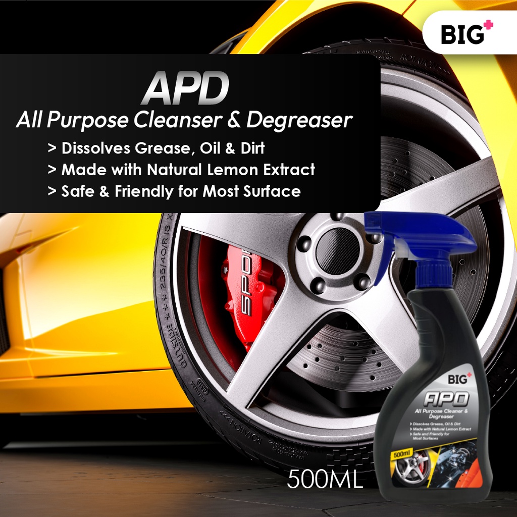 BIG+ APD All Purpose Cleanser & Degreaser 500ml Remove Oil Grease Soils Clean Restore Engine Bay