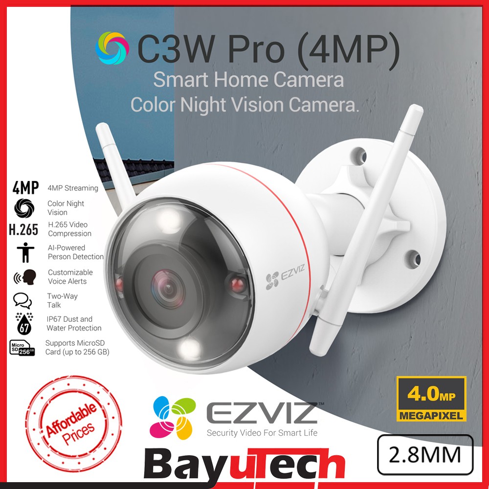 EZVIZ C3W Color Night Vision Pro 2K (4MP)1440P 32/64/128/256GB Wireless