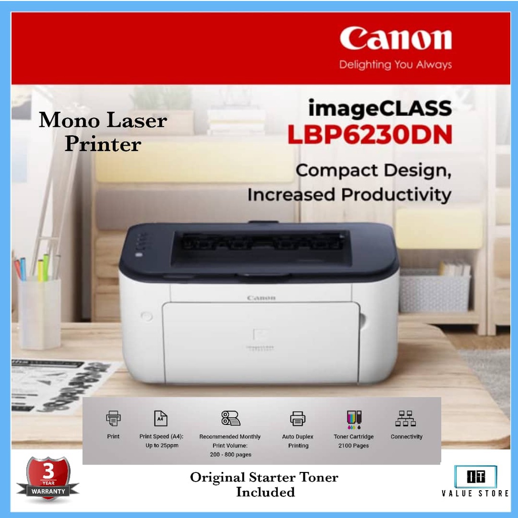 Canon LBP6230DN Laser Mono Printer (Auto Duplex Printing and Network