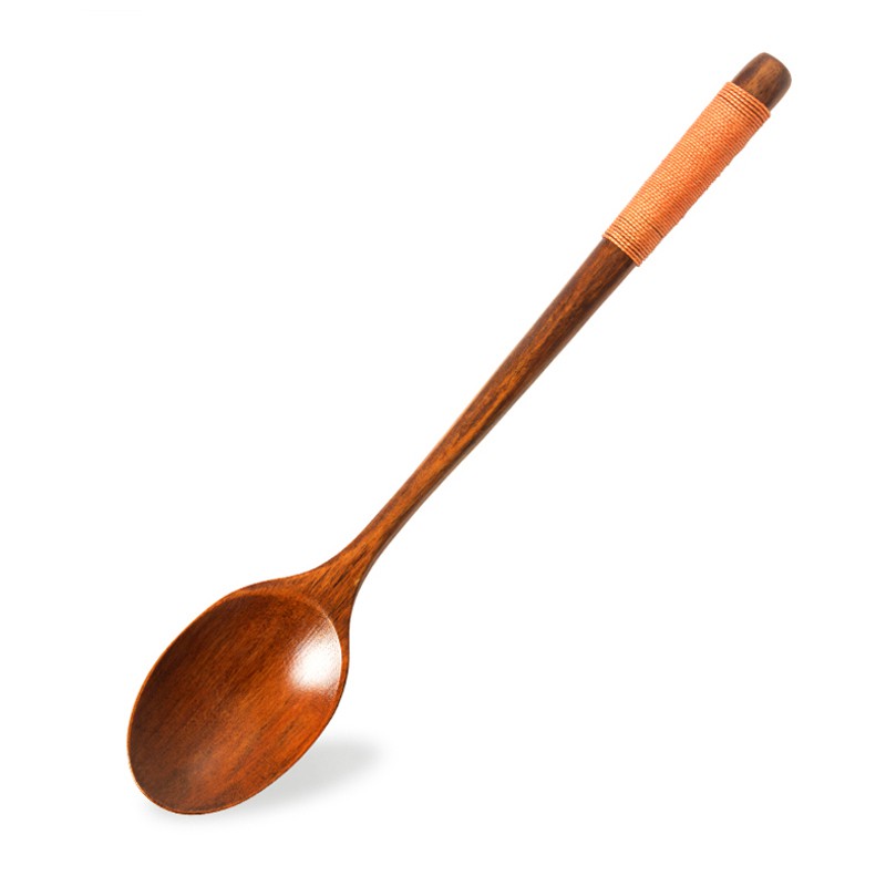 1Pc Long Handled Wooden Spoon Korean Soup Spoon Wood Dinner Spoon