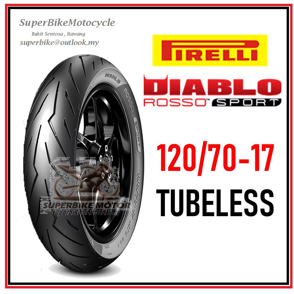 PIRELLI Diablo Rosso Sport 120/7017 Tubeless Motorcycle Tyre Shopee