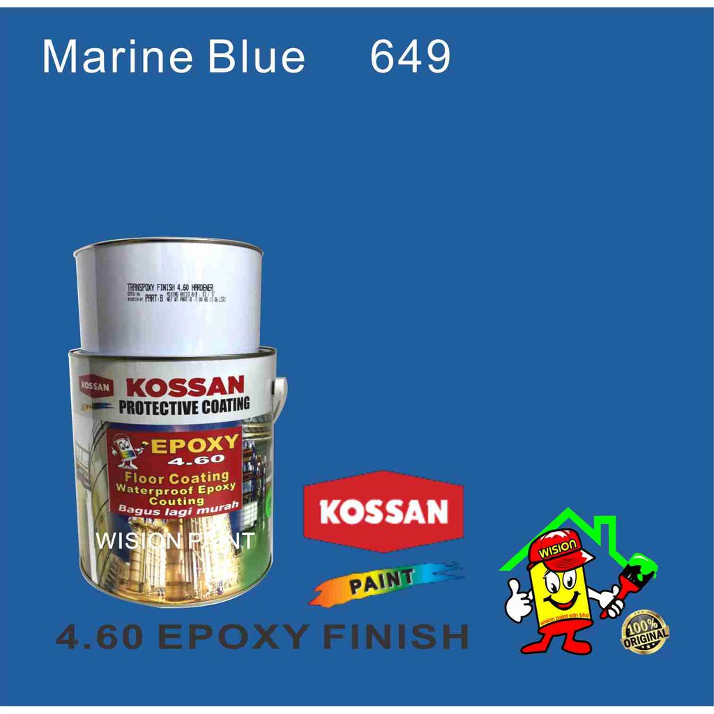 649 marine blue ( 1L ) KOSSAN 4.60 EPOXY PAINT FLOOR COATING FINISH