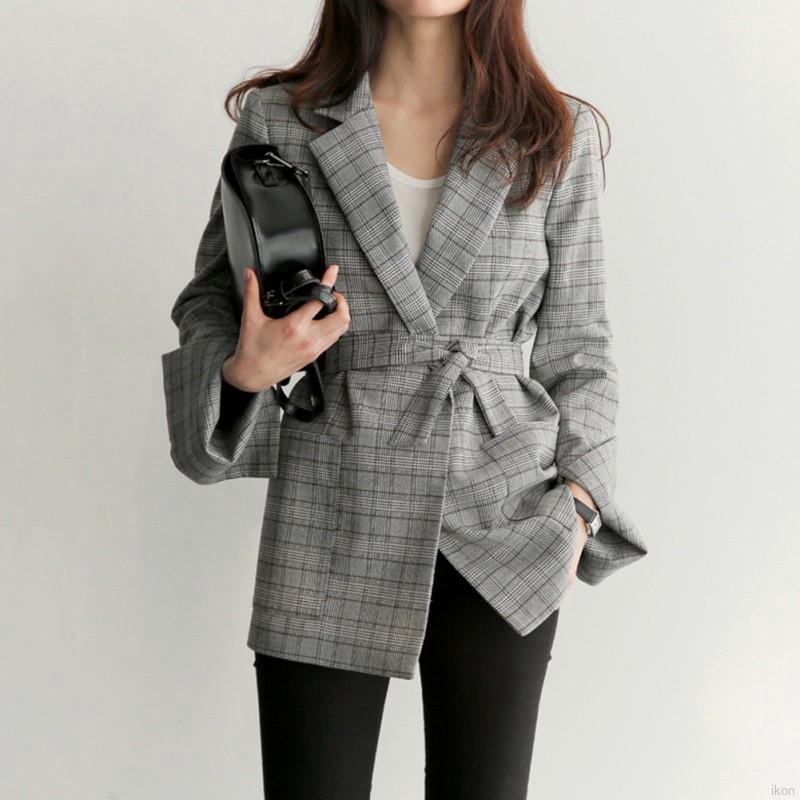 Jaket Blazer Lengan Panjang Elegan Gaya Korea untuk Wanita