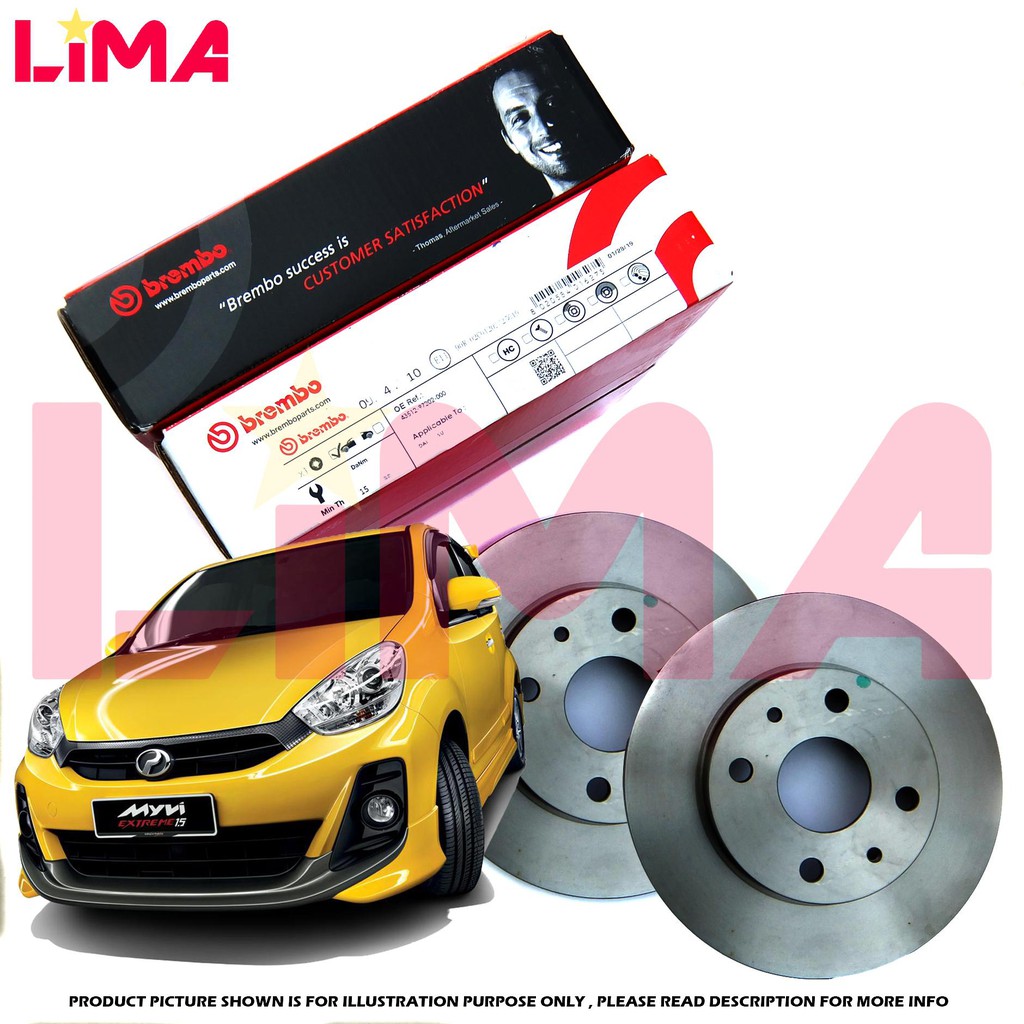 PERODUA MYVI LAGI BEST , MYVI ICON FRONT BRAKE DISC ROTOR 1 PAIR BREMBO *ORIGINAL* ( 20122017