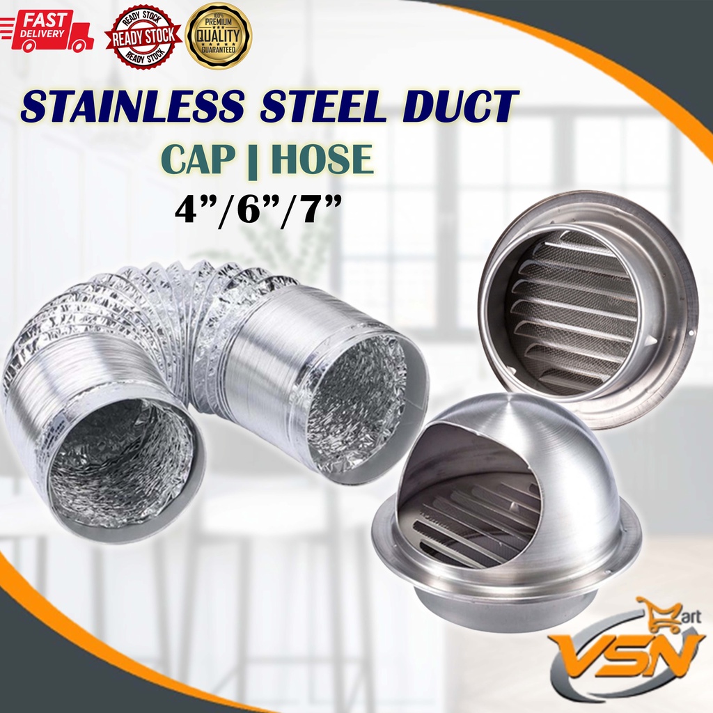 Stainless Steel Cap 4" / 6'' / 7"and 5 meter+ Flexible Aluminium