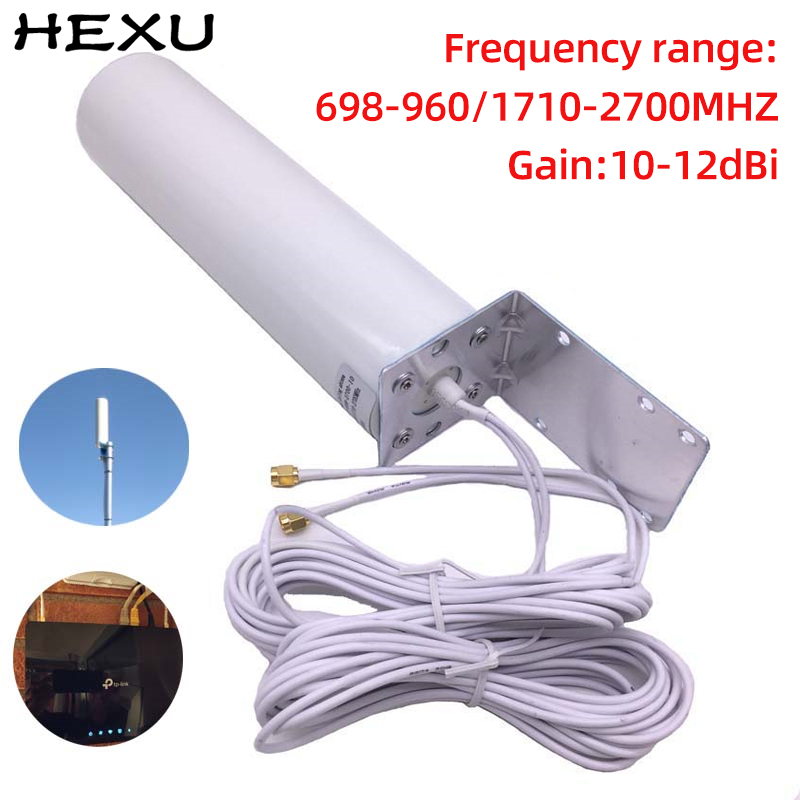 Hexu WiFi Antennas 4G LTE Outdoor Barrel Antenna Dual Interface SMA TS9