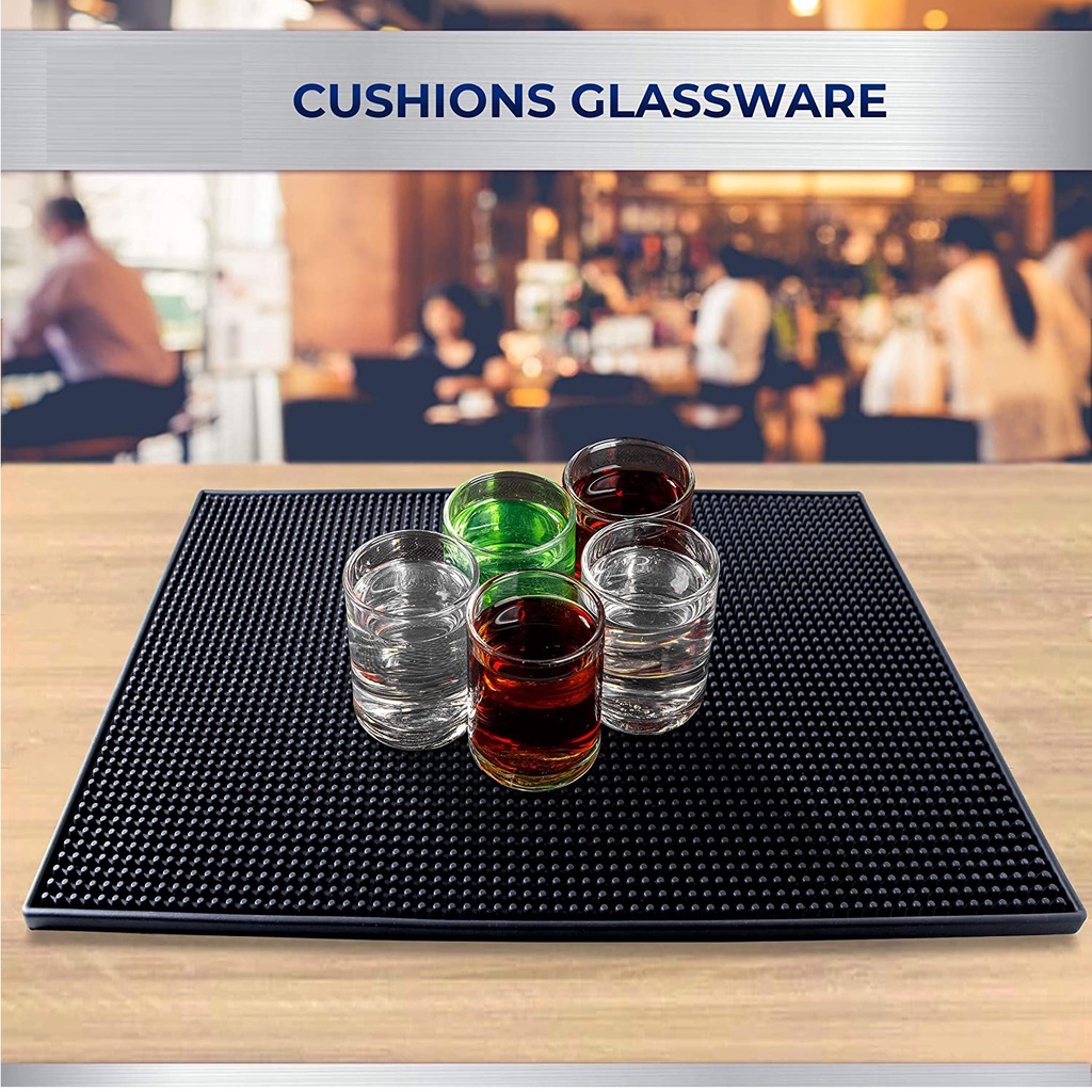 Rubber Barber Service Mat, Black Coffee Bar Mats, Spill Mat for Counter