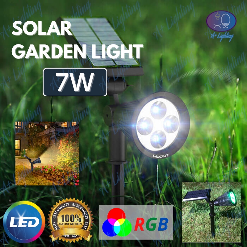 SOLAR LED SPOTLIGHT 7W OUTDOOR GARDEN LIGHT PATH LAWN LIGHTS LANDSCAPE