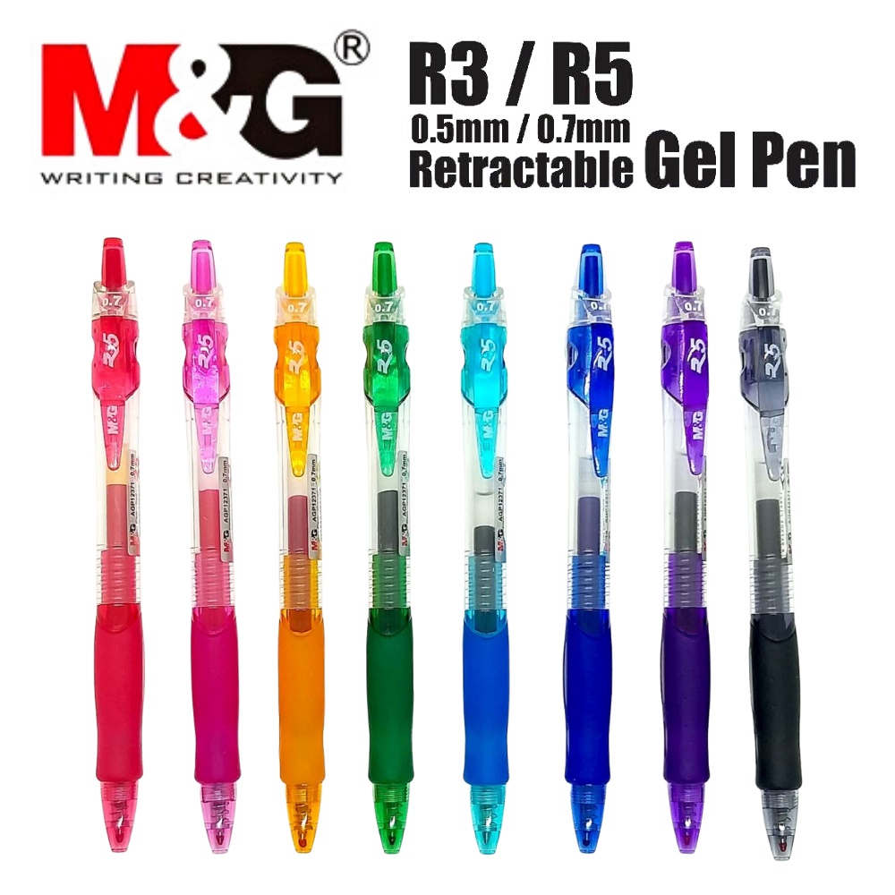 M&G R3 R5 Retractable Gel Pen 0.5 / 0.7mm Gel Pen Ink Ball Pen Shopee