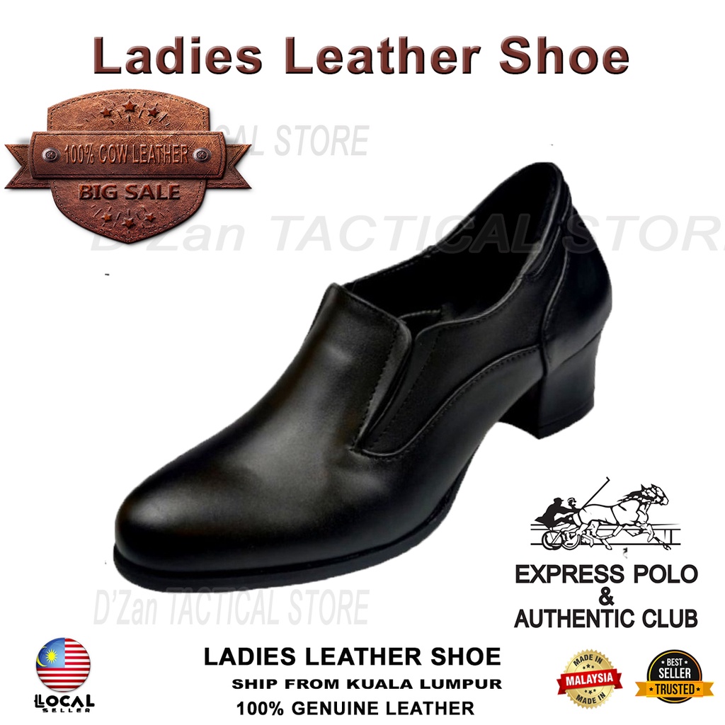 Original Ladies Low Cut Leather Boot 2 inch Heel Kasut Potong Wanita