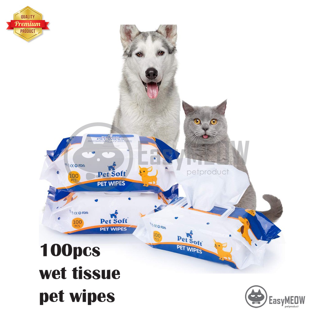 100 pcs Dog Grooming Wipes Soft Deodorizing Dog/Cat Wipes , Wet