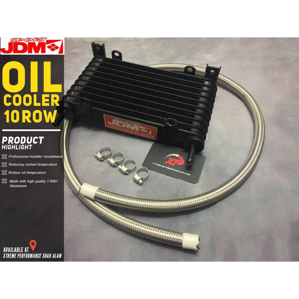ORIGINAL READY STOCK GEARBOX OIL COOLER AUTO JDM 10 ROW BRAIDED HOSE