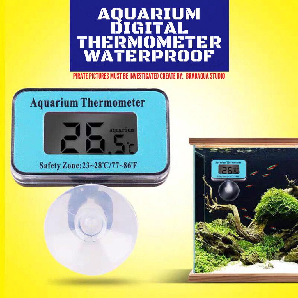 AQUARIUM Digital Thermometer Waterproof Submersible Fish Tank Suction