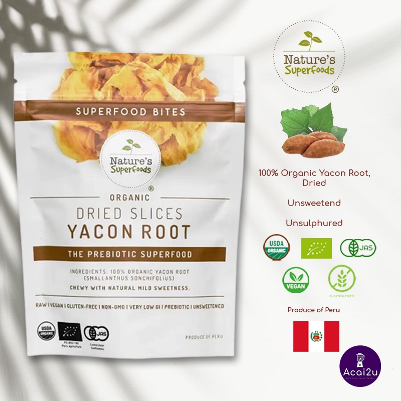 Nature's Superfoods Organic Yacon Root Slices, 40g l Prebiotic Snack l