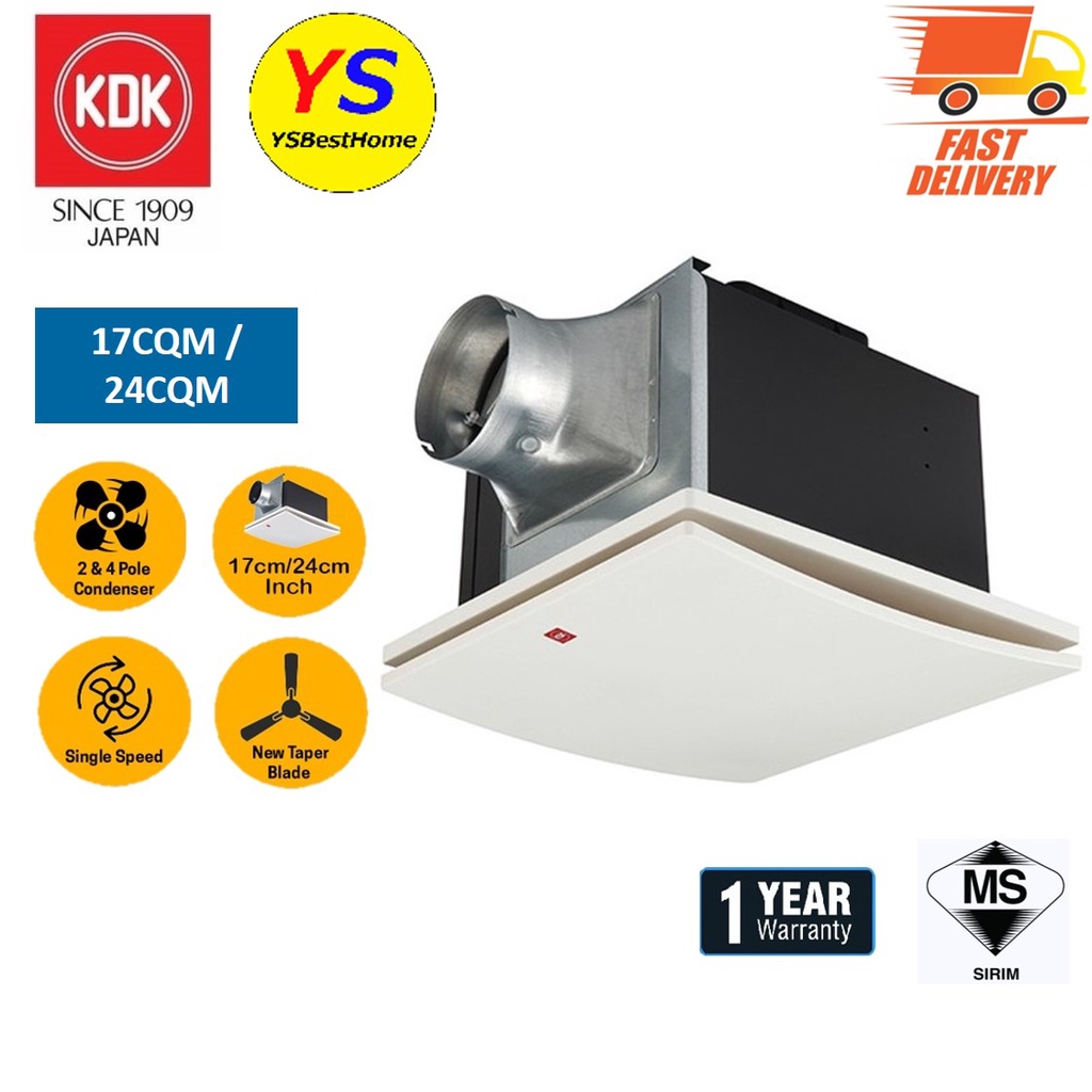 KDK STEEL DUCTLING CEILING VENTILATION FAN (17CQM/17CFM) / (24CQM/24CFM