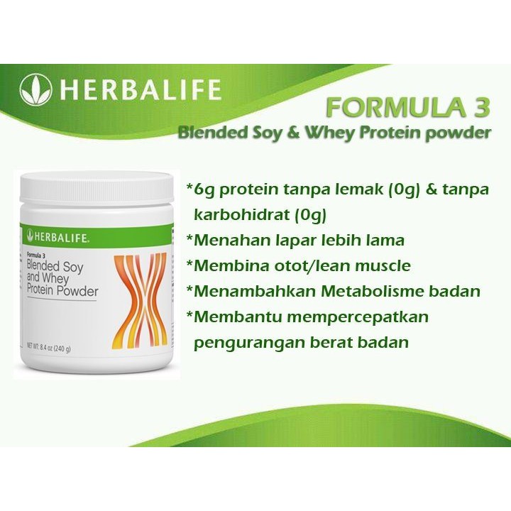 Herbalife Formula 3 (F3) Blended Soy and Whey Protein Powder Shopee
