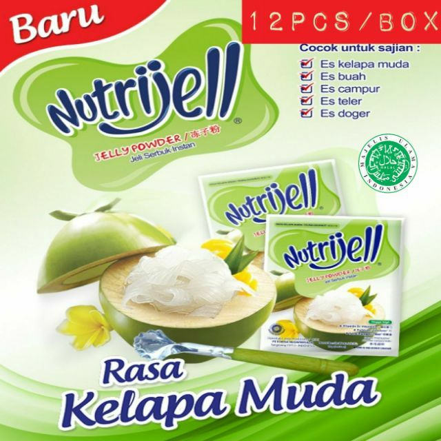 [12 pcs] NUTRIJELL Serbuk Agaragar/Jelly Perisa Kelapa